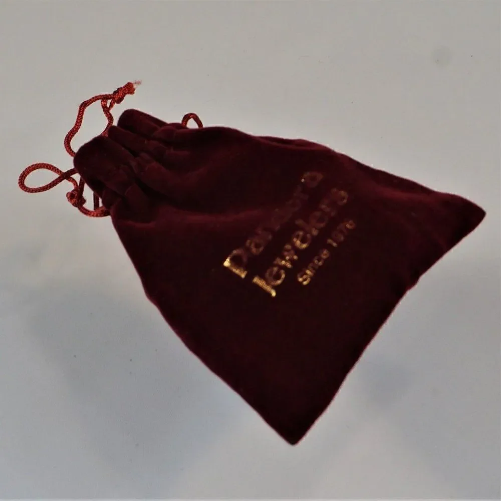 Pandora Jewelers Vintage Dust Bag Jewelry Storage Velour Burgundy Drawstring
